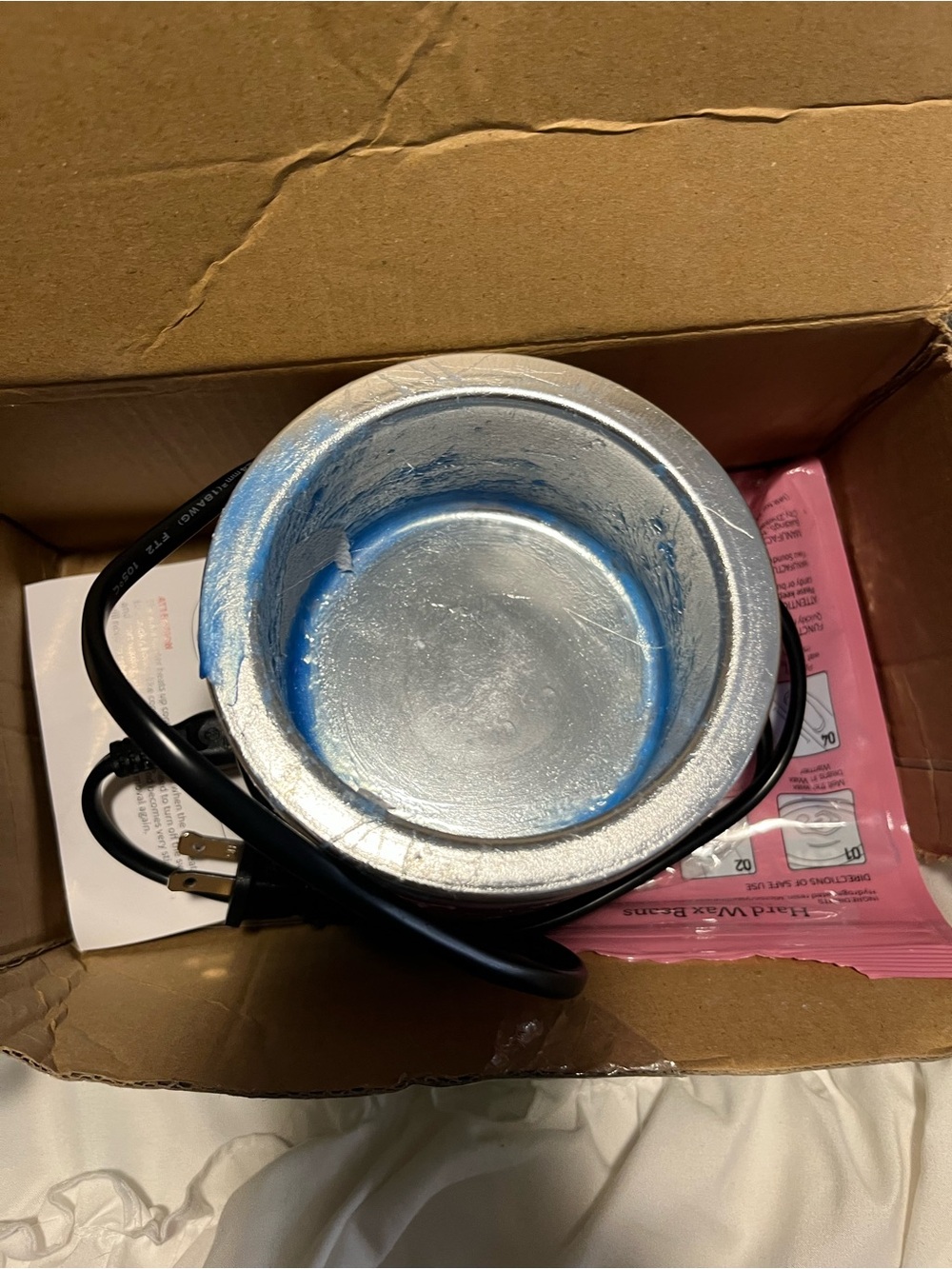 SHEIN Metallic Silver Electric Wax Warmer with Blue Residue